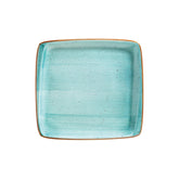 Aqua 12.75" x 12" x h:0.75" Square Blue Vitrified Platter